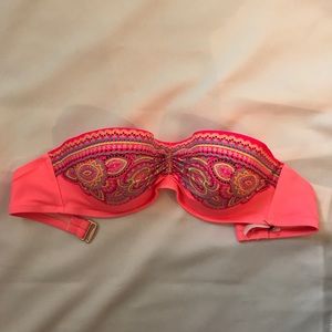 Pink strapless bathing suit